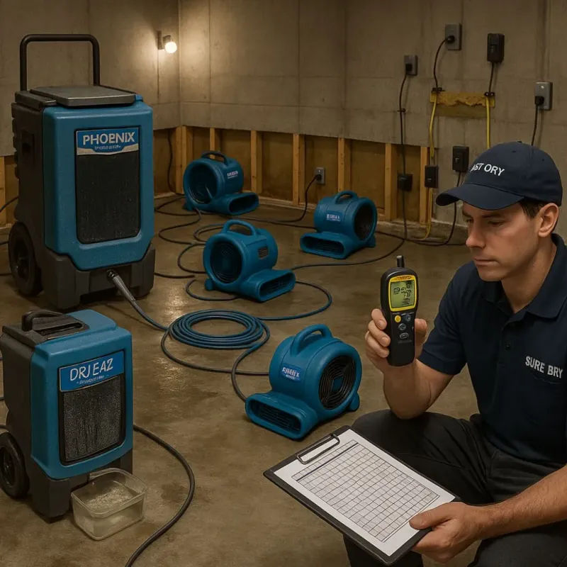 Structural Drying and Dehumidification process in Tuscumbia, AL